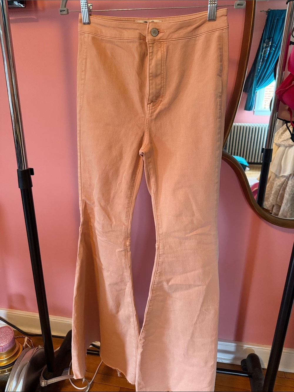 We The Free Peach Flare Wide-Leg Jeans